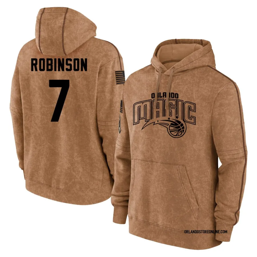Youth Orlando Magic Orlando Robinson Brown Robinson 2023 Salute to Service Club Pullover Hoodie